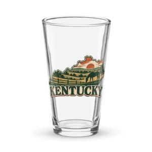 Kentucky Pint Glass: Rolling pasture and horse silhouette, Vintage Kentucky Silhouette - 16 oz - Main