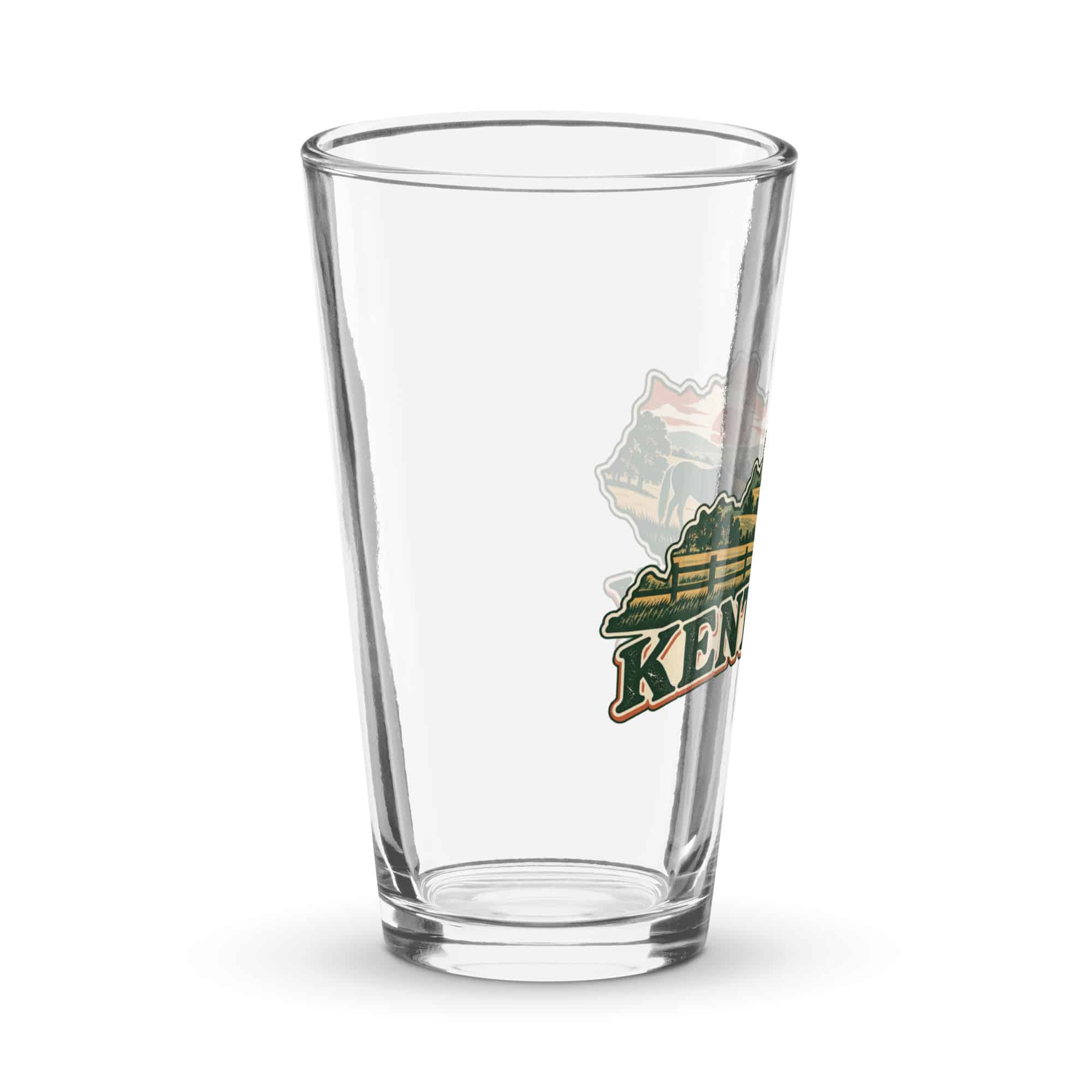 Kentucky Pint Glass: Rolling pasture and horse silhouette, Vintage Kentucky Silhouette