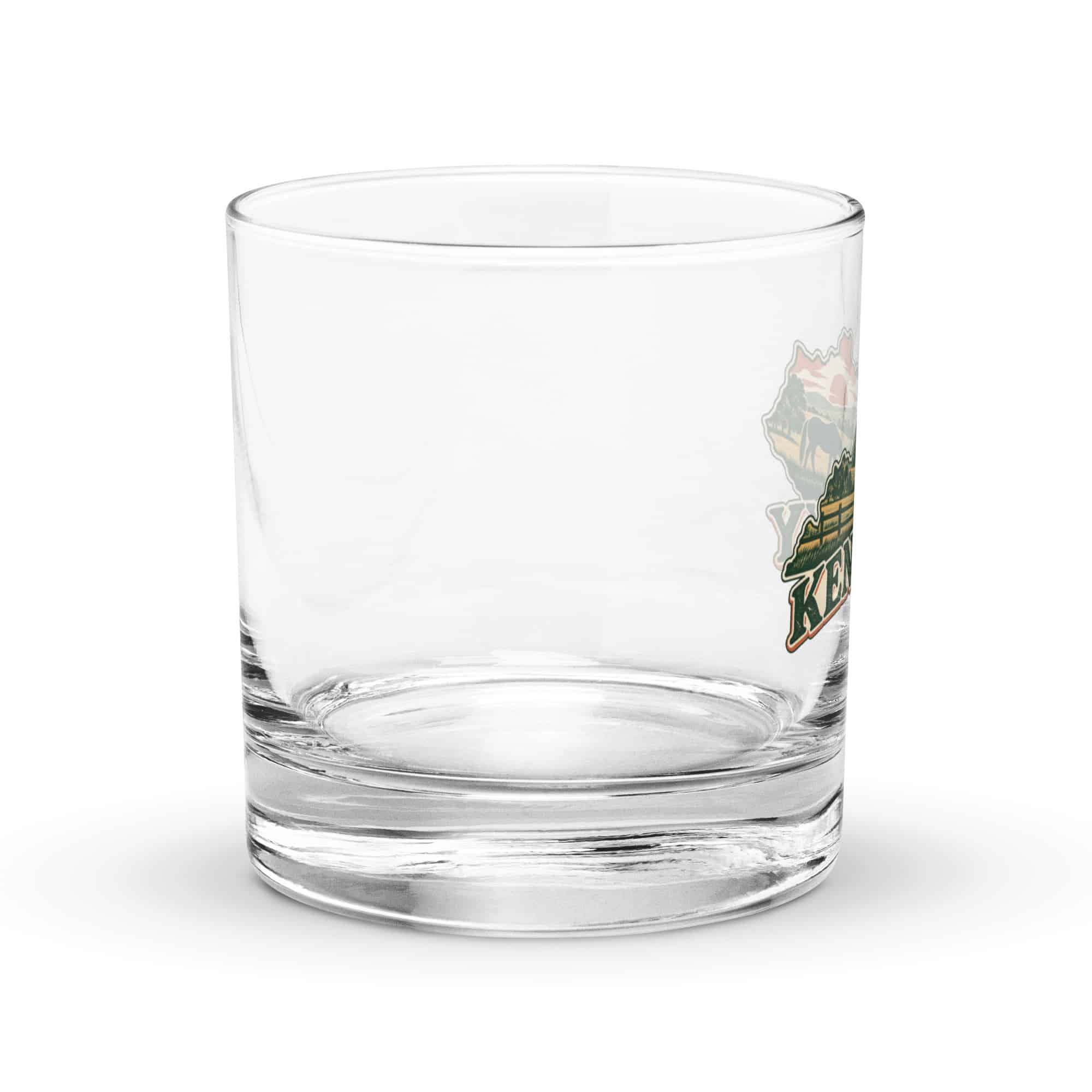 Kentucky Rocks Glass: Rolling pasture and horse silhouette, Vintage Kentucky Silhouette