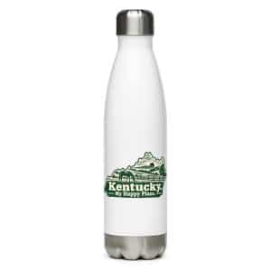Kentucky Stainless Steel Water Bottle: Rolling pasture and horse silhouette, Woodcut Kentucky Silhouette - 17 oz - Main