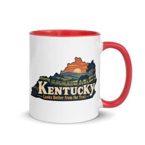 Kentucky Color Inside Coffee Mug: Rolling pasture and horse silhouette, Colorful Kentucky Silhouette - 11 oz - Main
