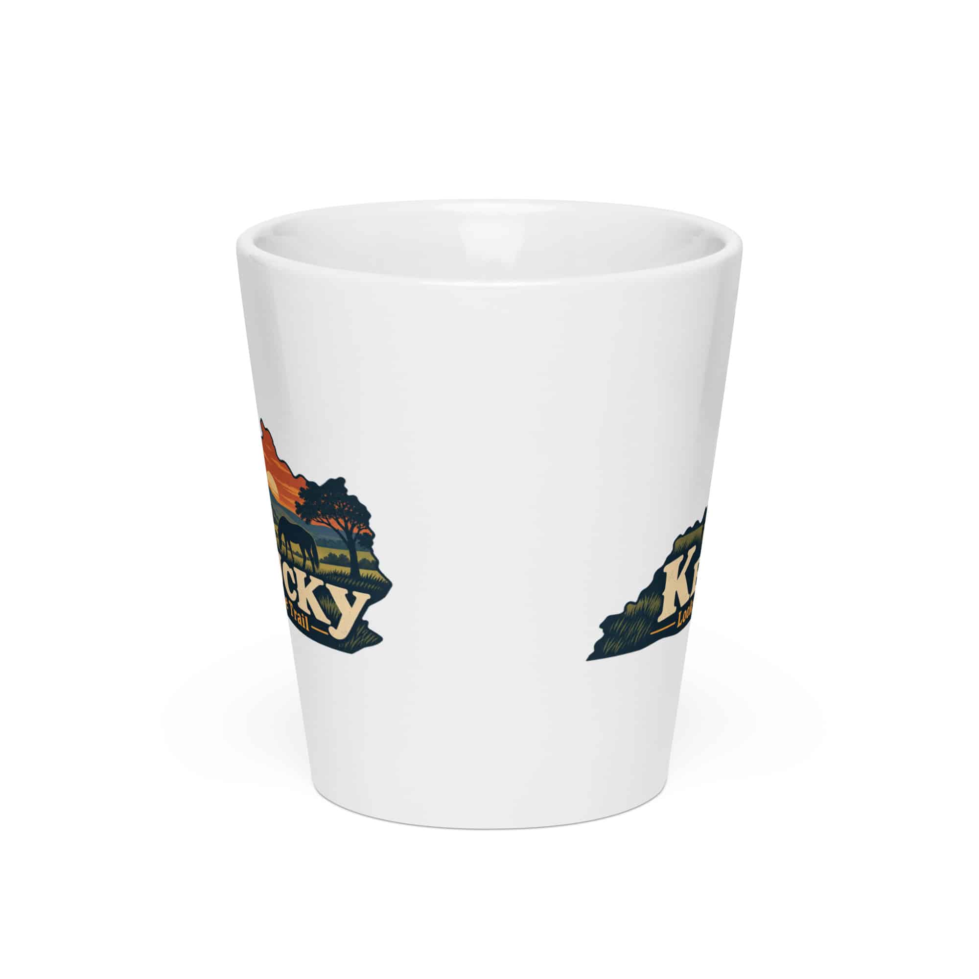 Kentucky Latte Mug: Rolling pasture and horse silhouette, Colorful Kentucky Silhouette