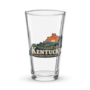 Kentucky Pint Glass: Rolling pasture and horse silhouette, Colorful Kentucky Silhouette - 16 oz - Main