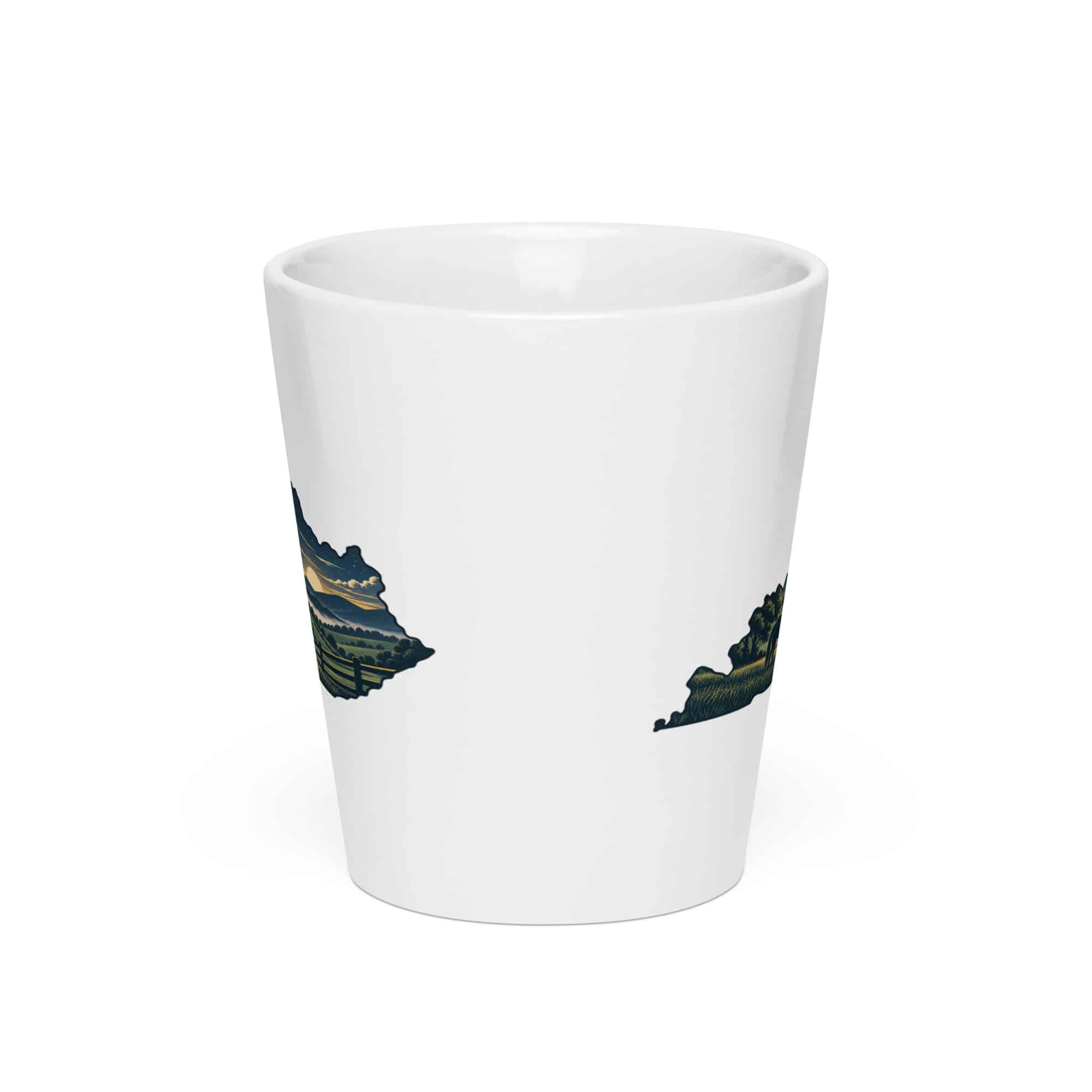 Kentucky Latte Mug: Rolling pasture and horse silhouette, Illustrated Kentucky Silhouette