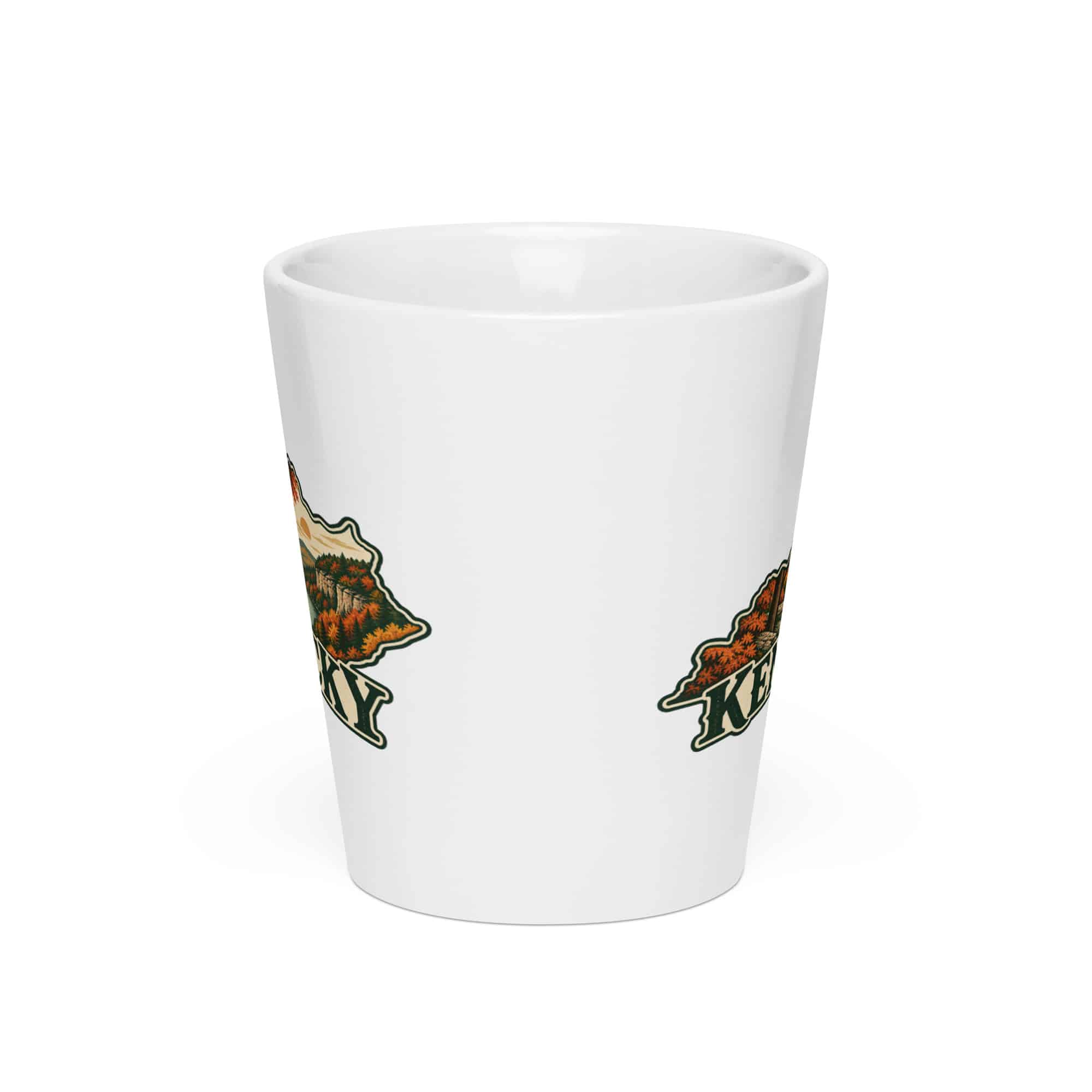 Kentucky Latte Mug: Autumn woodland, Vintage Kentucky Silhouette