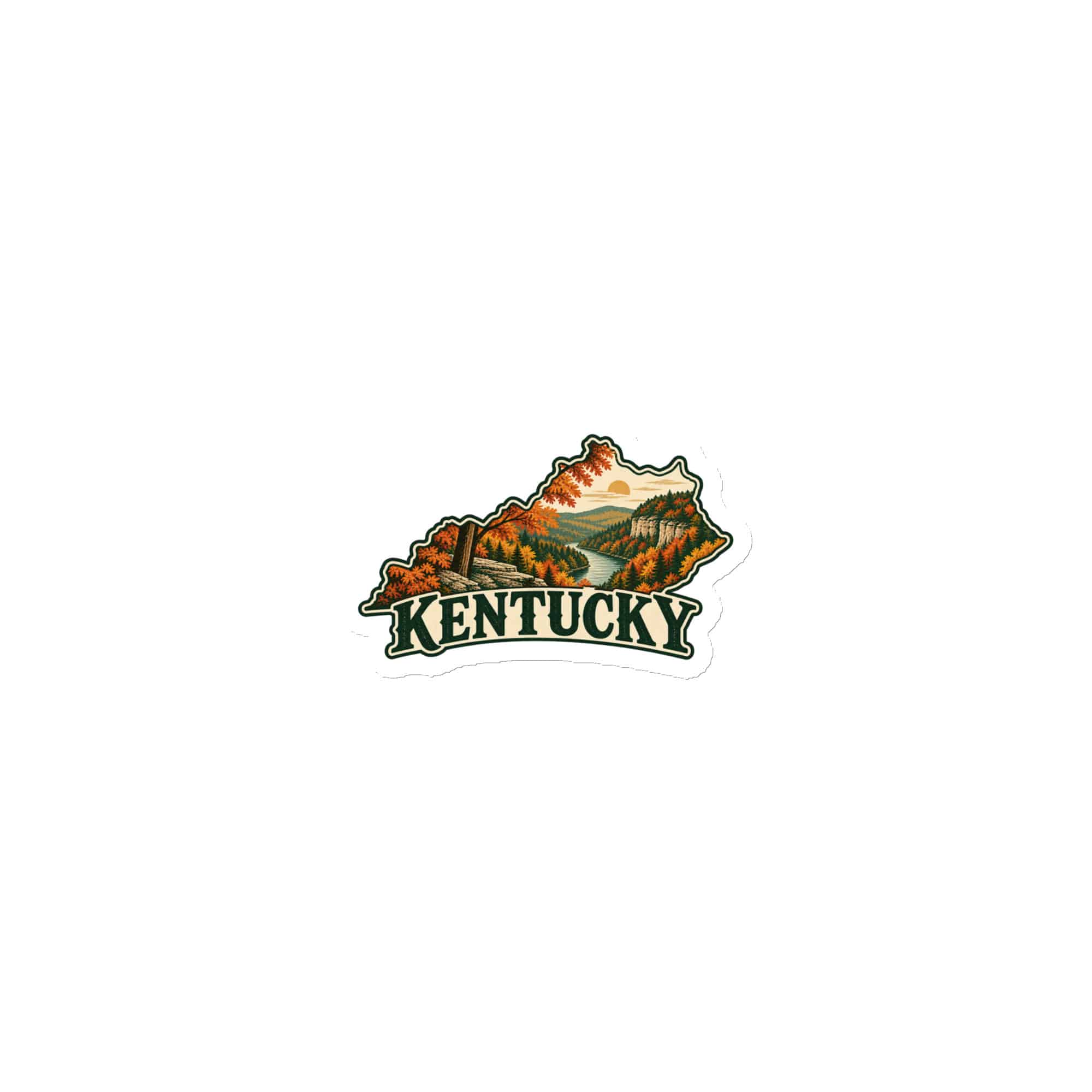 Kentucky Die-Cut Magnet: Autumn woodland, Vintage Kentucky Silhouette