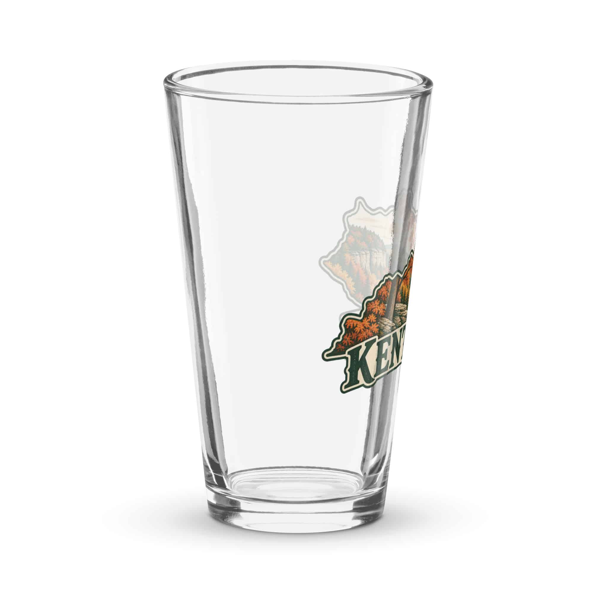Kentucky Pint Glass: Autumn woodland, Vintage Kentucky Silhouette