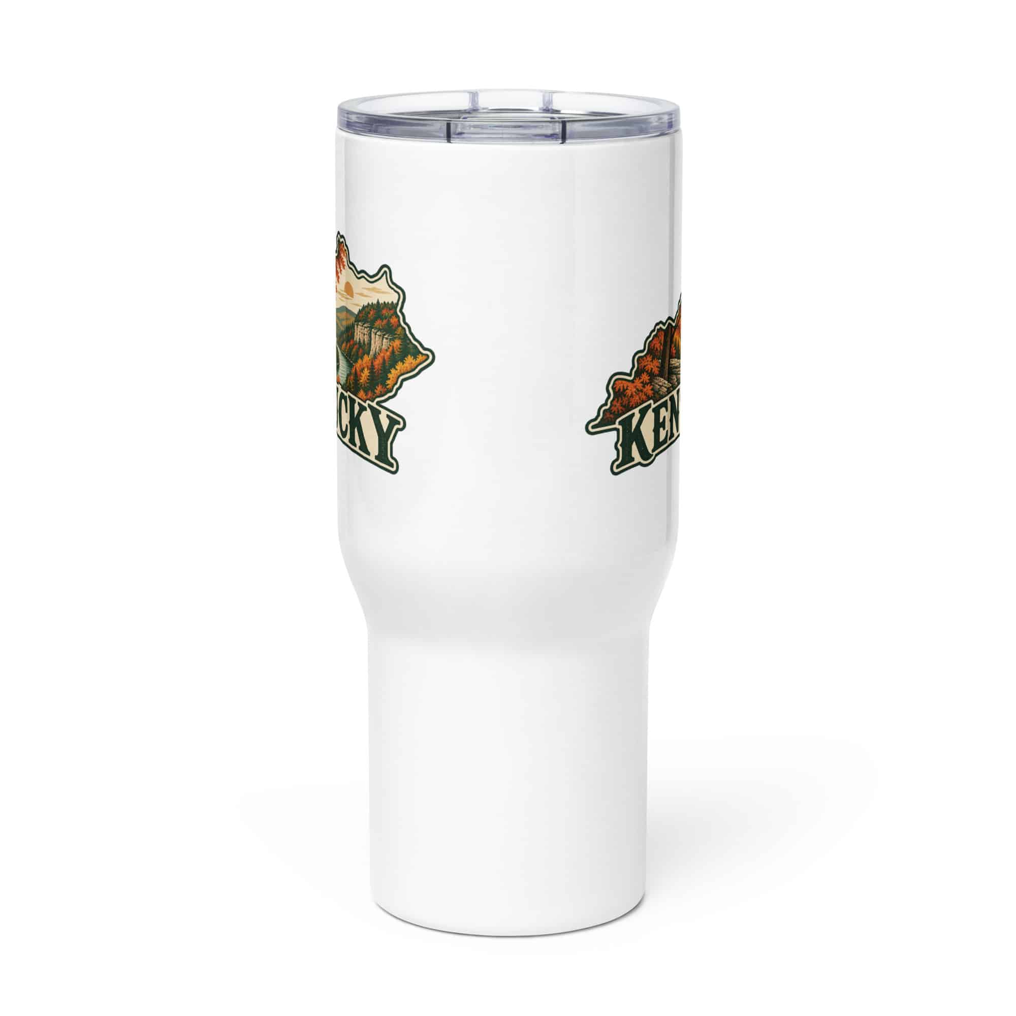 Kentucky Travel Mug: Autumn woodland, Vintage Kentucky Silhouette