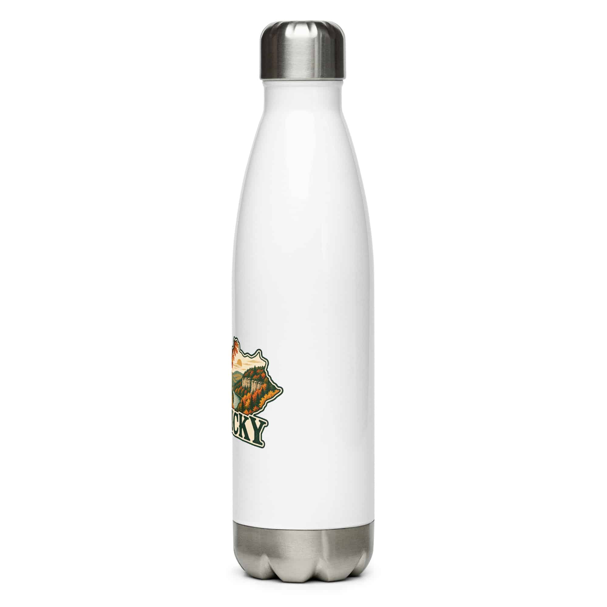 Kentucky Stainless Steel Water Bottle: Autumn woodland, Vintage Kentucky Silhouette