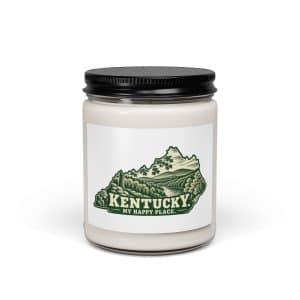 Kentucky Soy Wax Candle: Autumn woodland, Woodcut Kentucky Silhouette - 9oz - Main