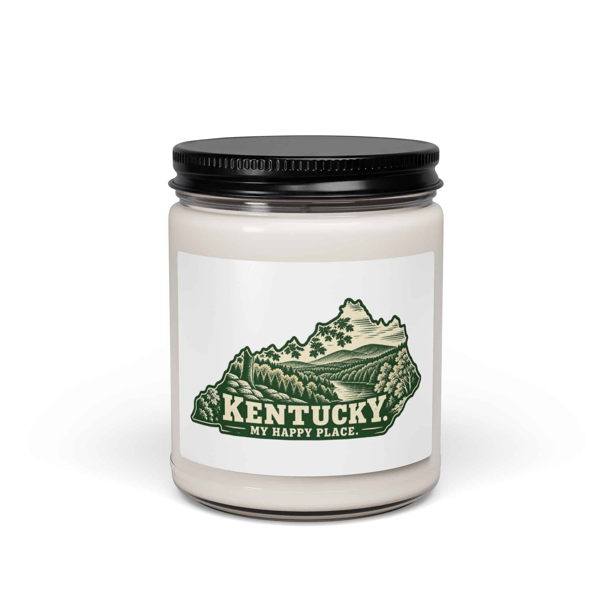 Kentucky Soy Wax Candle: Autumn woodland, Woodcut Kentucky Silhouette