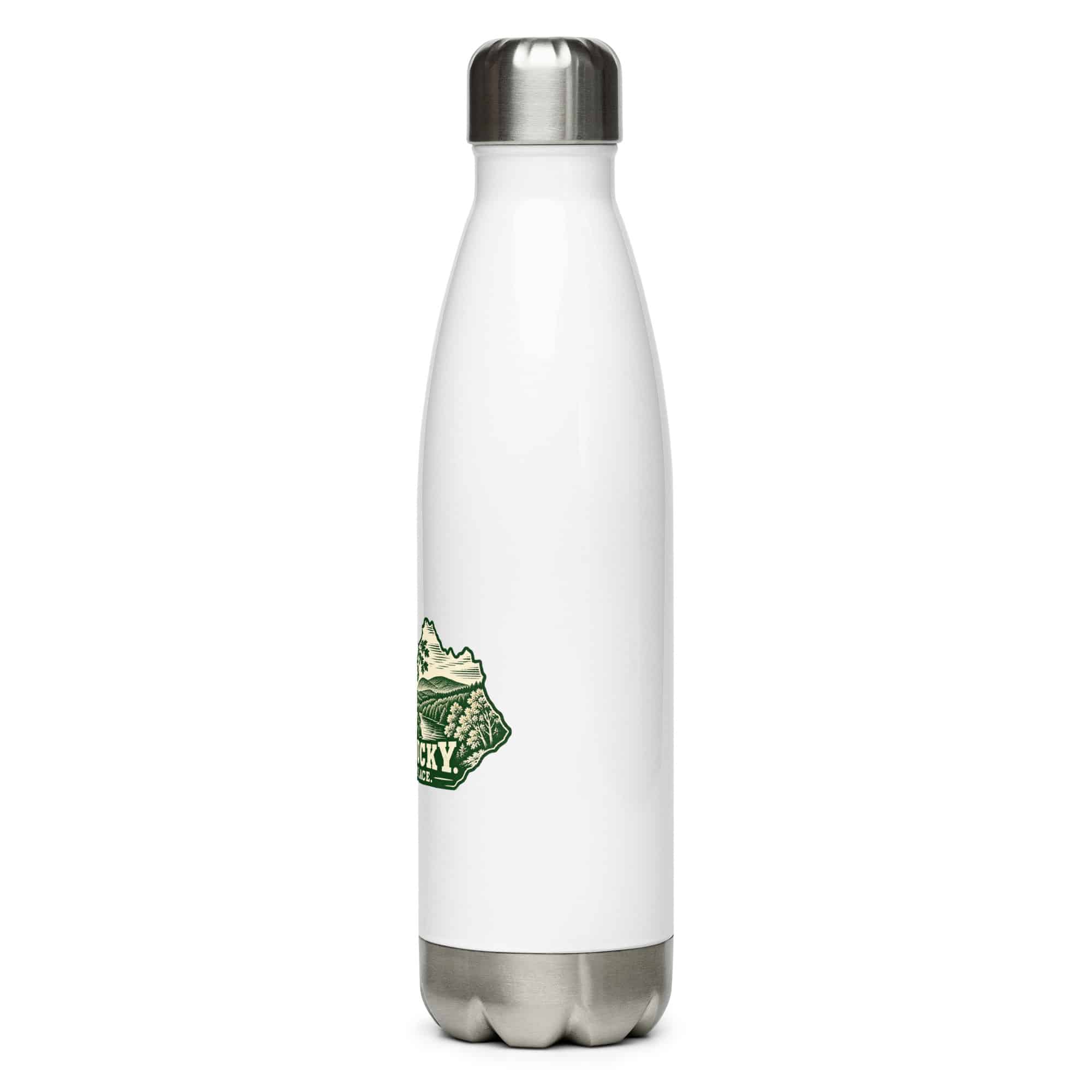 Kentucky Stainless Steel Water Bottle: Autumn woodland, Woodcut Kentucky Silhouette