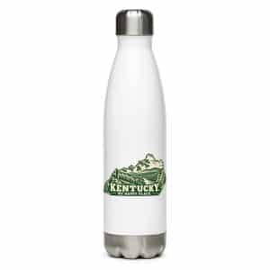 Kentucky Stainless Steel Water Bottle: Autumn woodland, Woodcut Kentucky Silhouette - 17 oz - Main