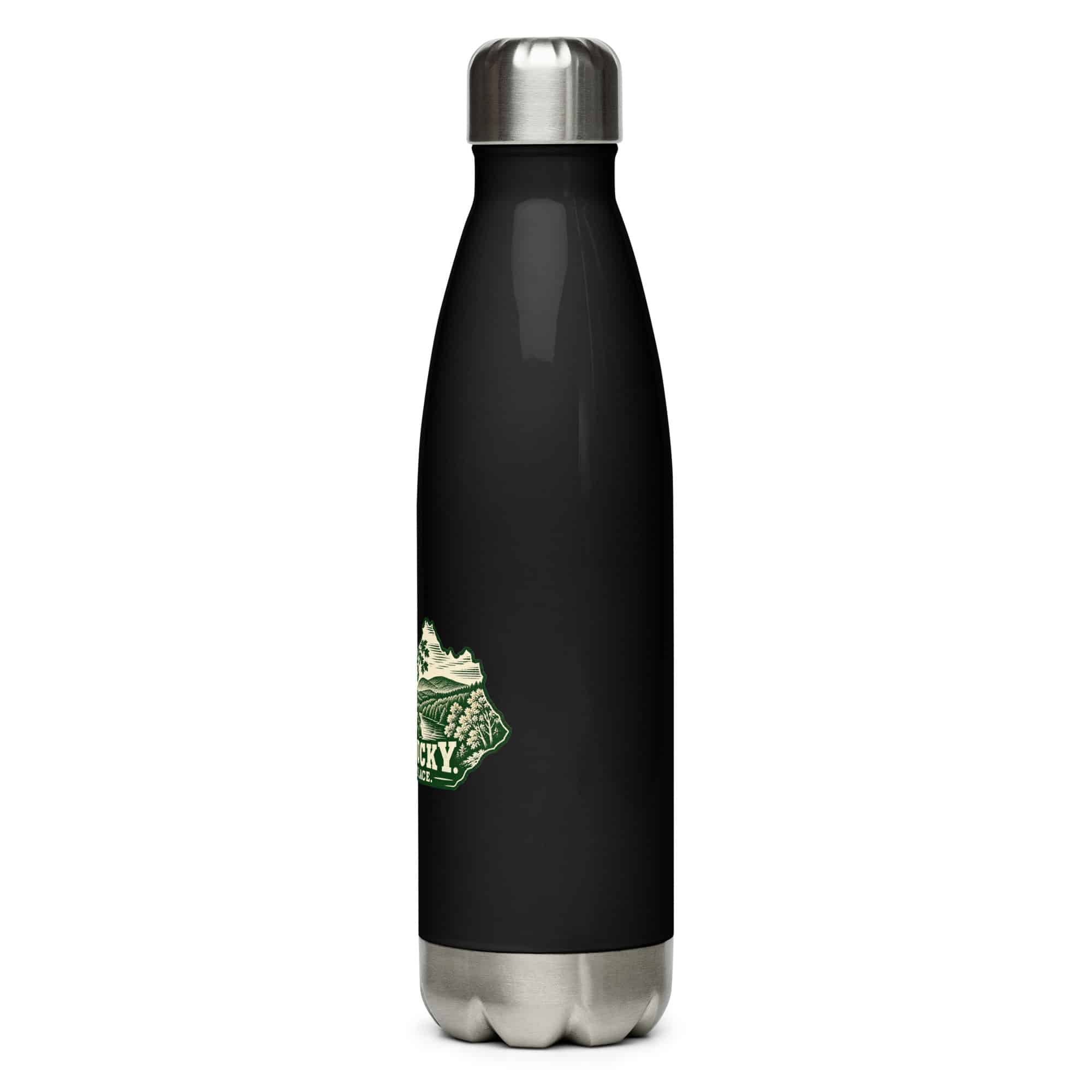 Kentucky Stainless Steel Water Bottle: Autumn woodland, Woodcut Kentucky Silhouette