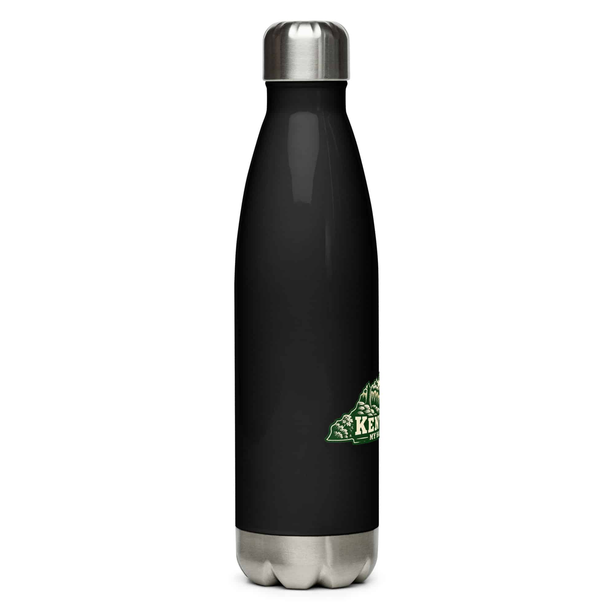 Kentucky Stainless Steel Water Bottle: Autumn woodland, Woodcut Kentucky Silhouette