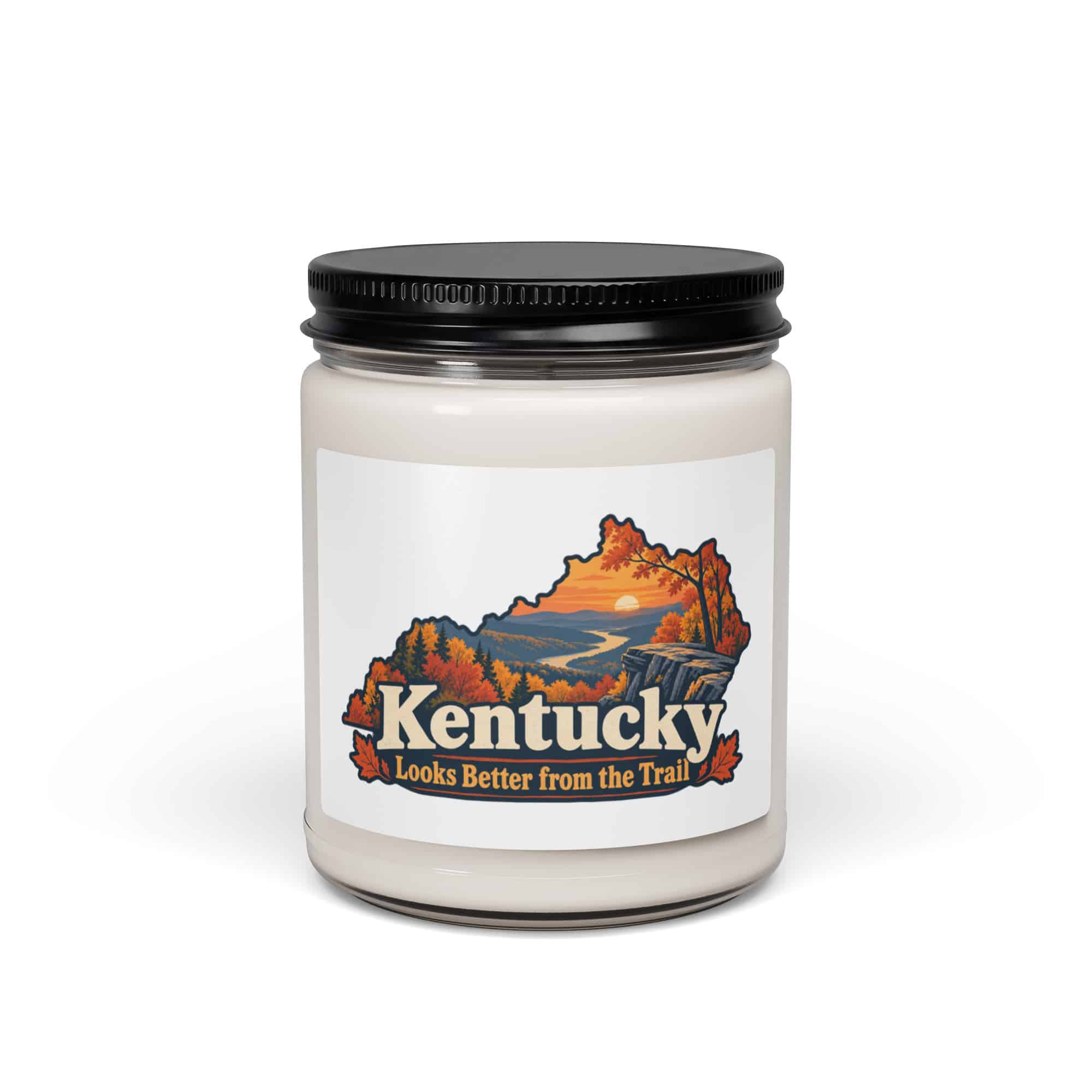 Kentucky Soy Wax Candle: Autumn woodland, Colorful Kentucky Silhouette