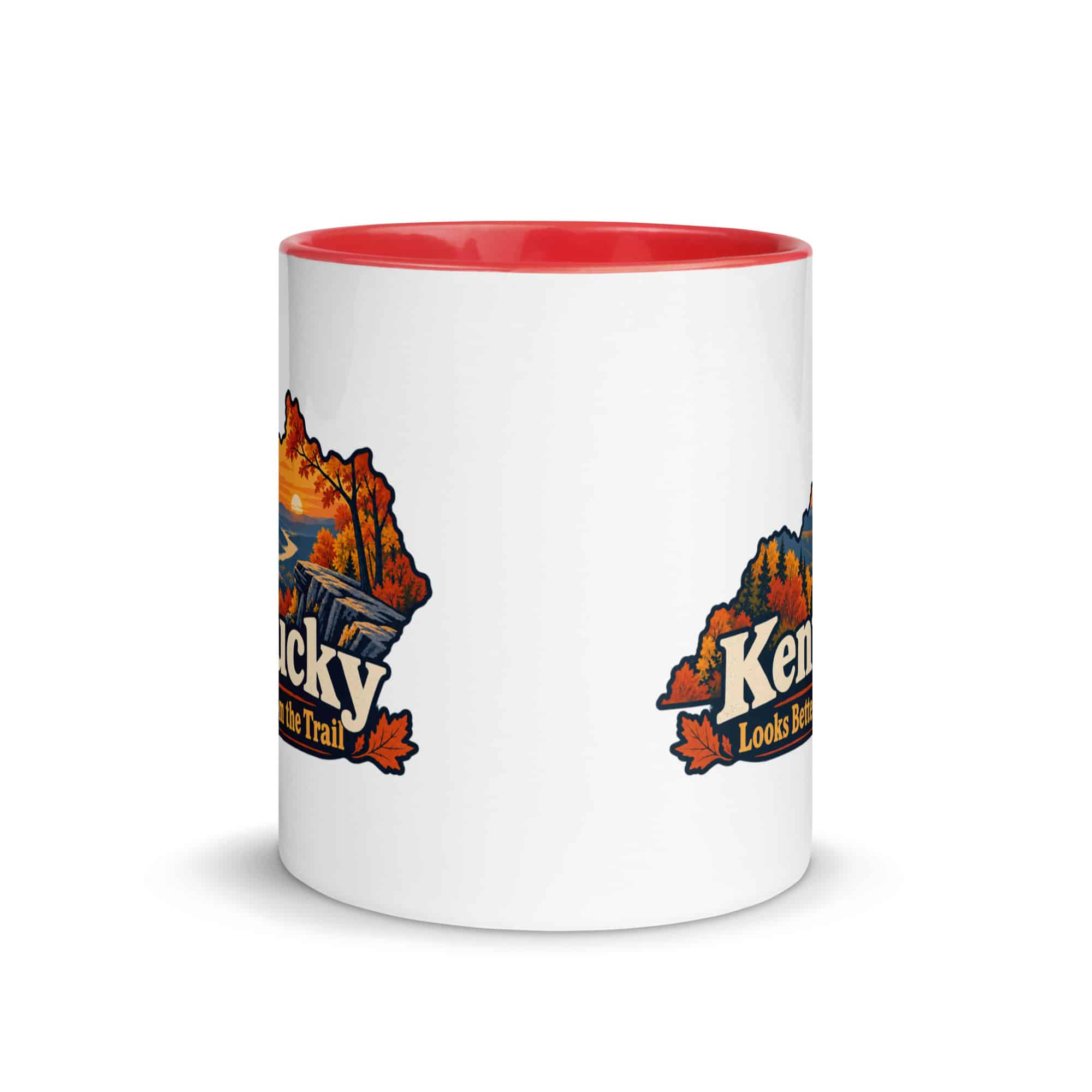Kentucky Color Inside Coffee Mug: Autumn woodland, Colorful Kentucky Silhouette