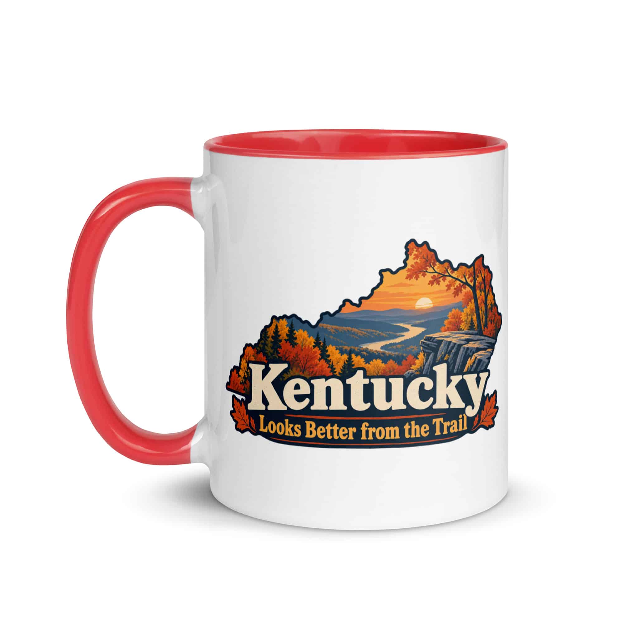Kentucky Color Inside Coffee Mug: Autumn woodland, Colorful Kentucky Silhouette