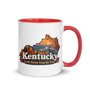 Kentucky Color Inside Coffee Mug: Autumn woodland, Colorful Kentucky Silhouette - 11 oz - Main