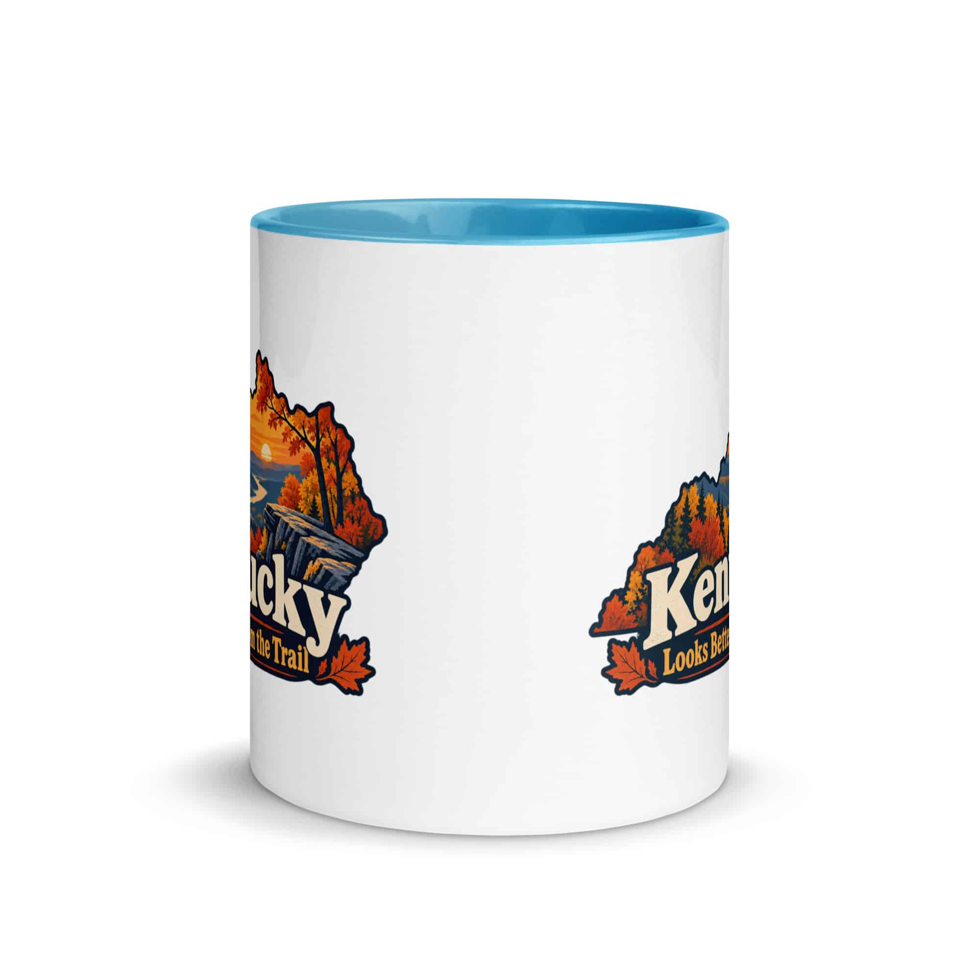 Kentucky Color Inside Coffee Mug: Autumn woodland, Colorful Kentucky Silhouette