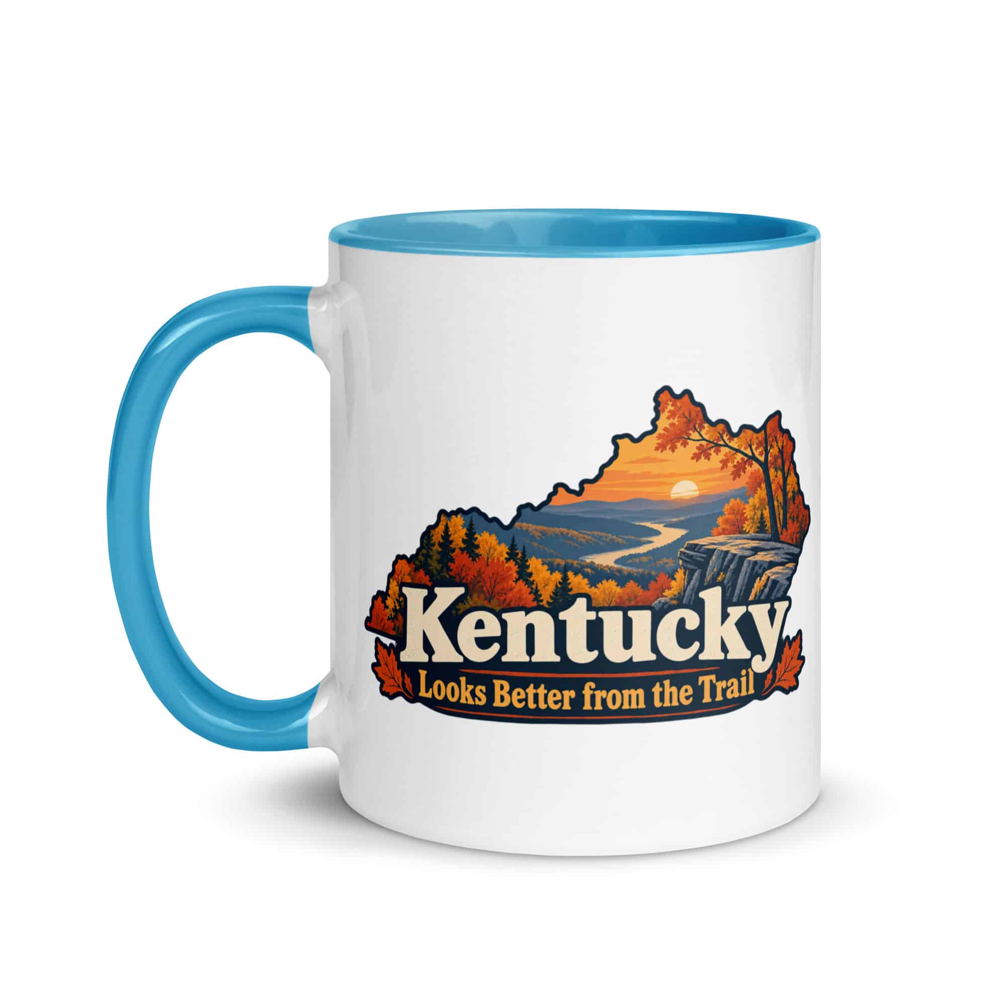 Kentucky Color Inside Coffee Mug: Autumn woodland, Colorful Kentucky Silhouette