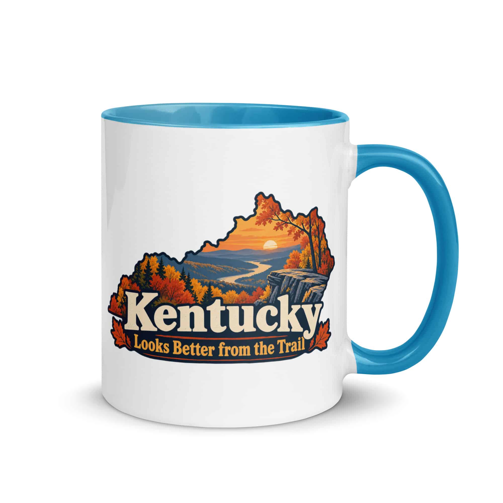 Kentucky Color Inside Coffee Mug: Autumn woodland, Colorful Kentucky Silhouette