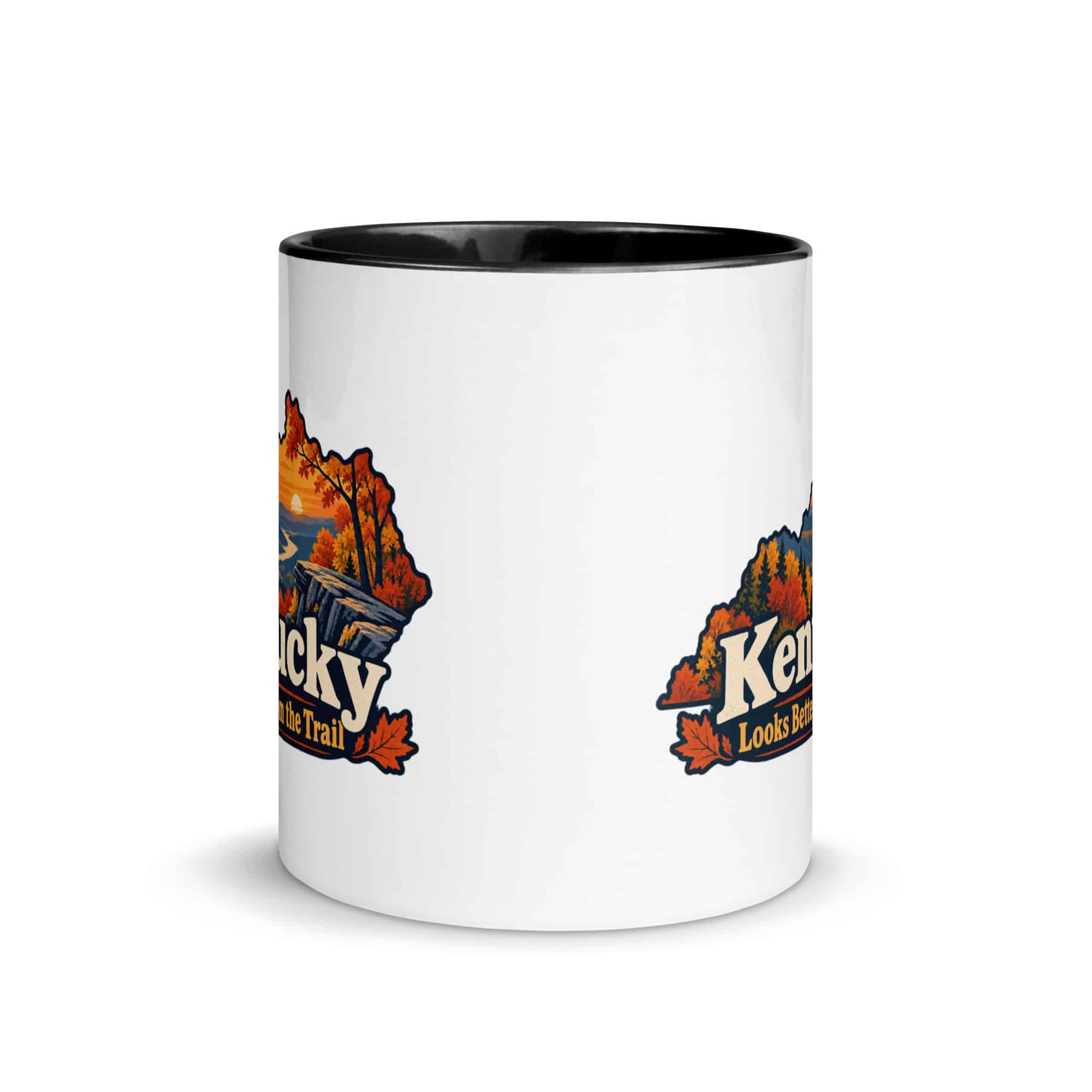 Kentucky Color Inside Coffee Mug: Autumn woodland, Colorful Kentucky Silhouette