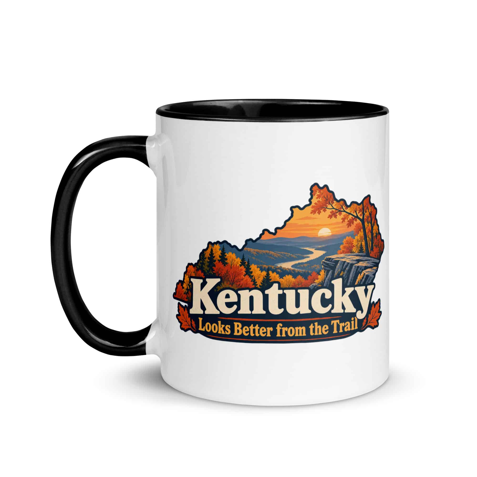 Kentucky Color Inside Coffee Mug: Autumn woodland, Colorful Kentucky Silhouette