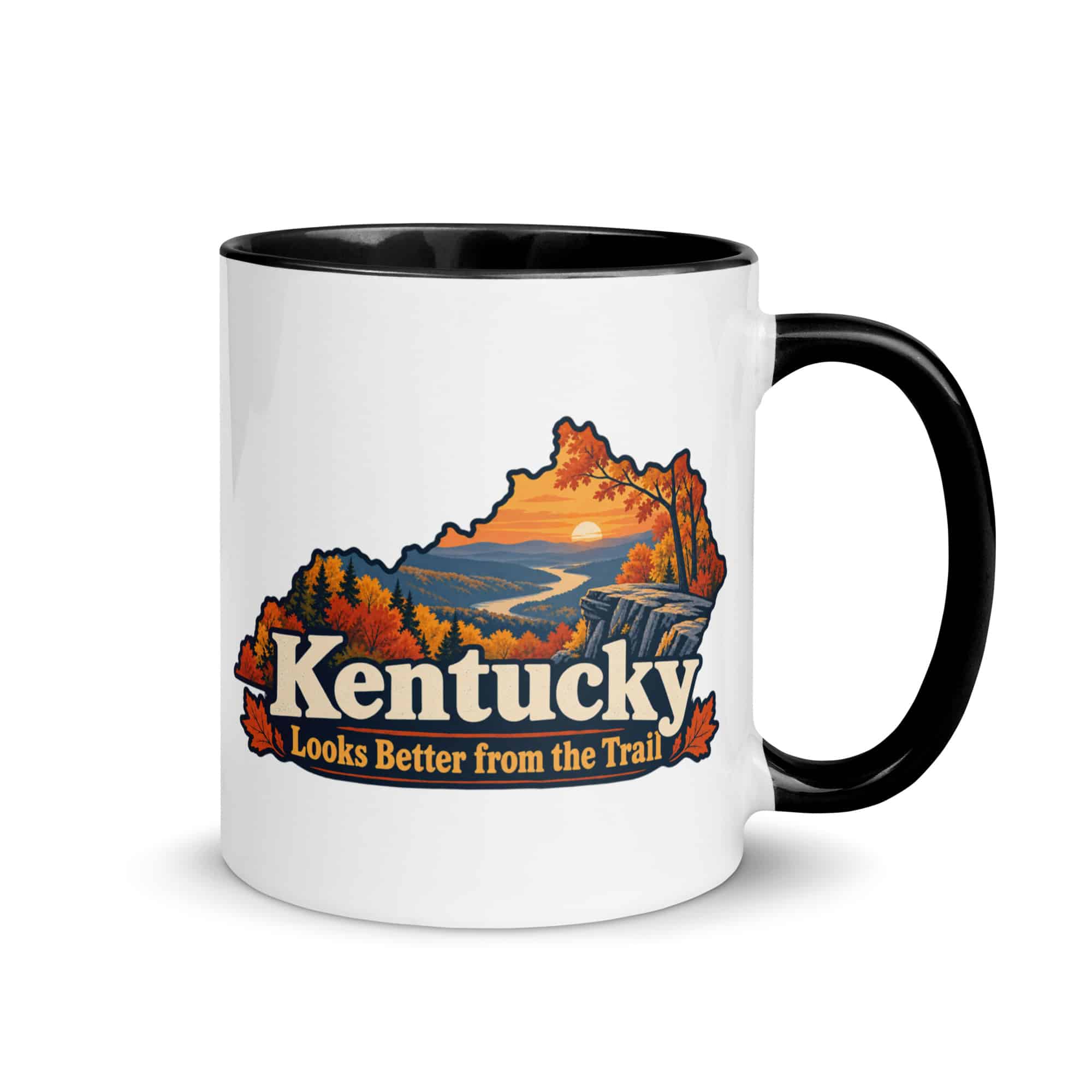 Kentucky Color Inside Coffee Mug: Autumn woodland, Colorful Kentucky Silhouette