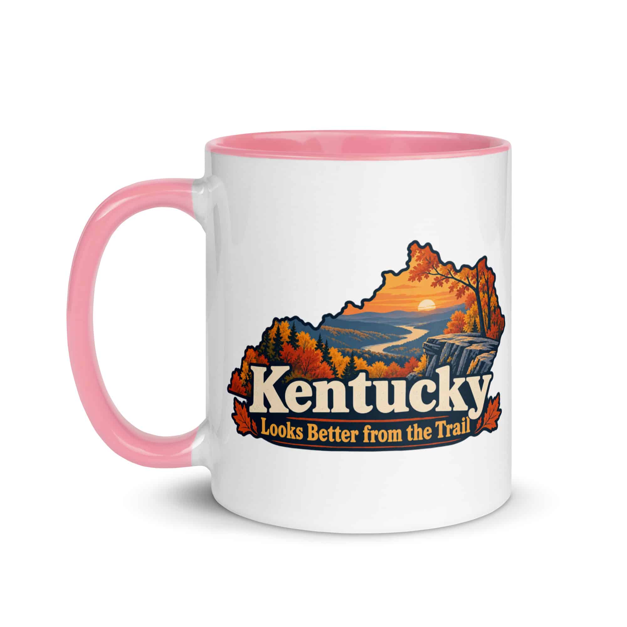 Kentucky Color Inside Coffee Mug: Autumn woodland, Colorful Kentucky Silhouette
