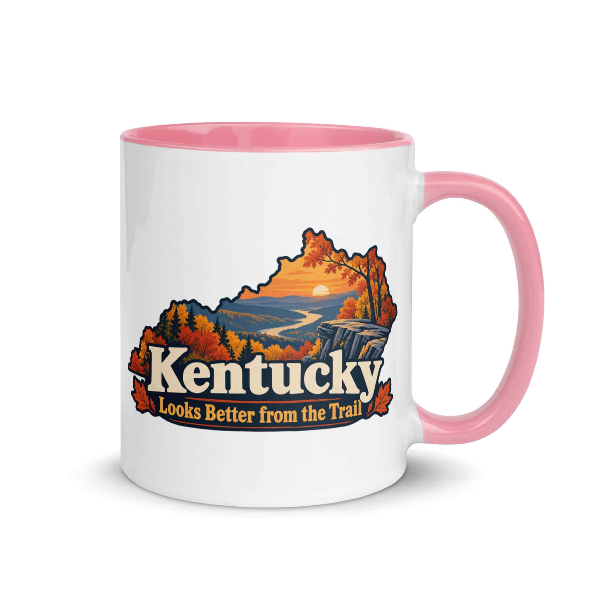 Kentucky Color Inside Coffee Mug: Autumn woodland, Colorful Kentucky Silhouette