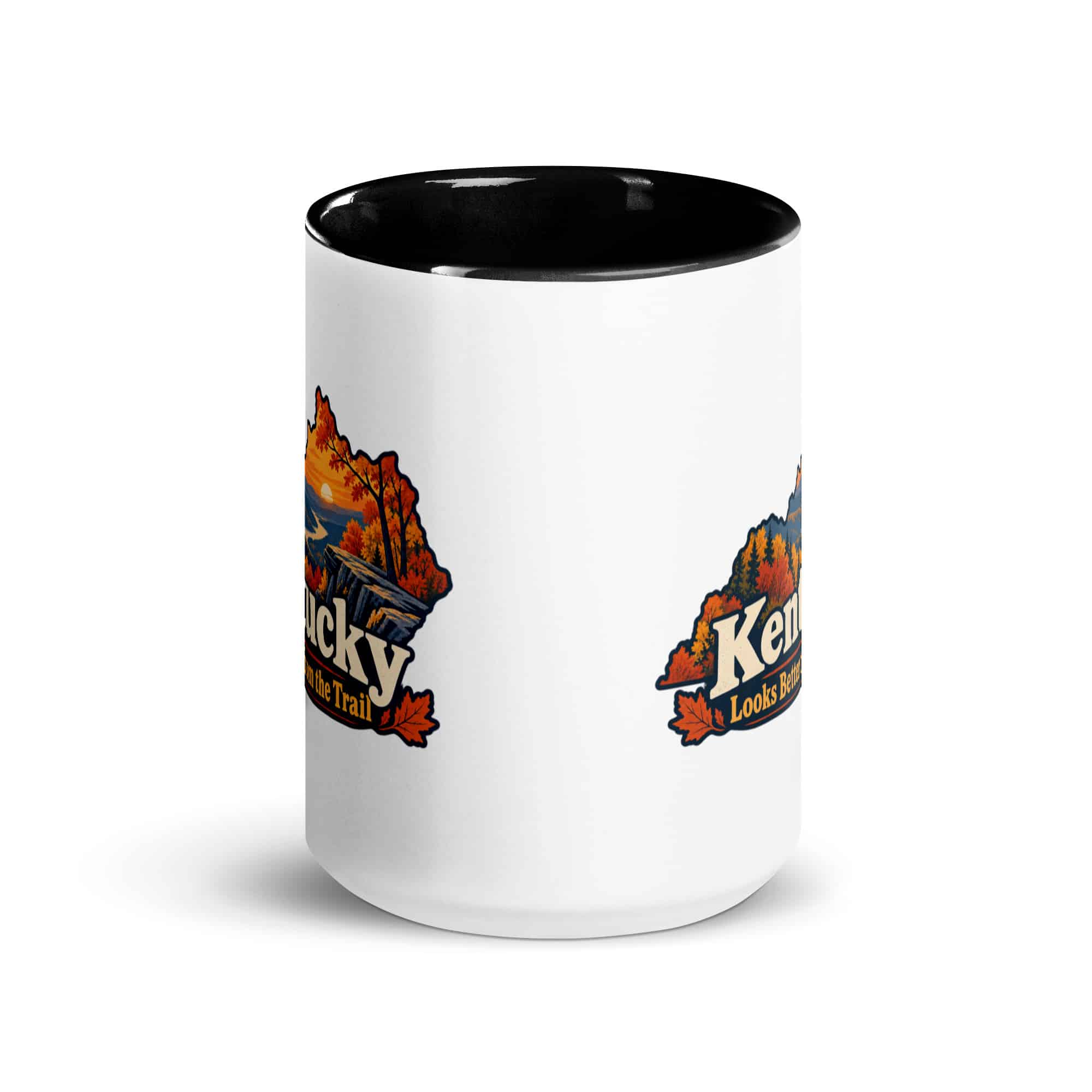 Kentucky Color Inside Coffee Mug: Autumn woodland, Colorful Kentucky Silhouette