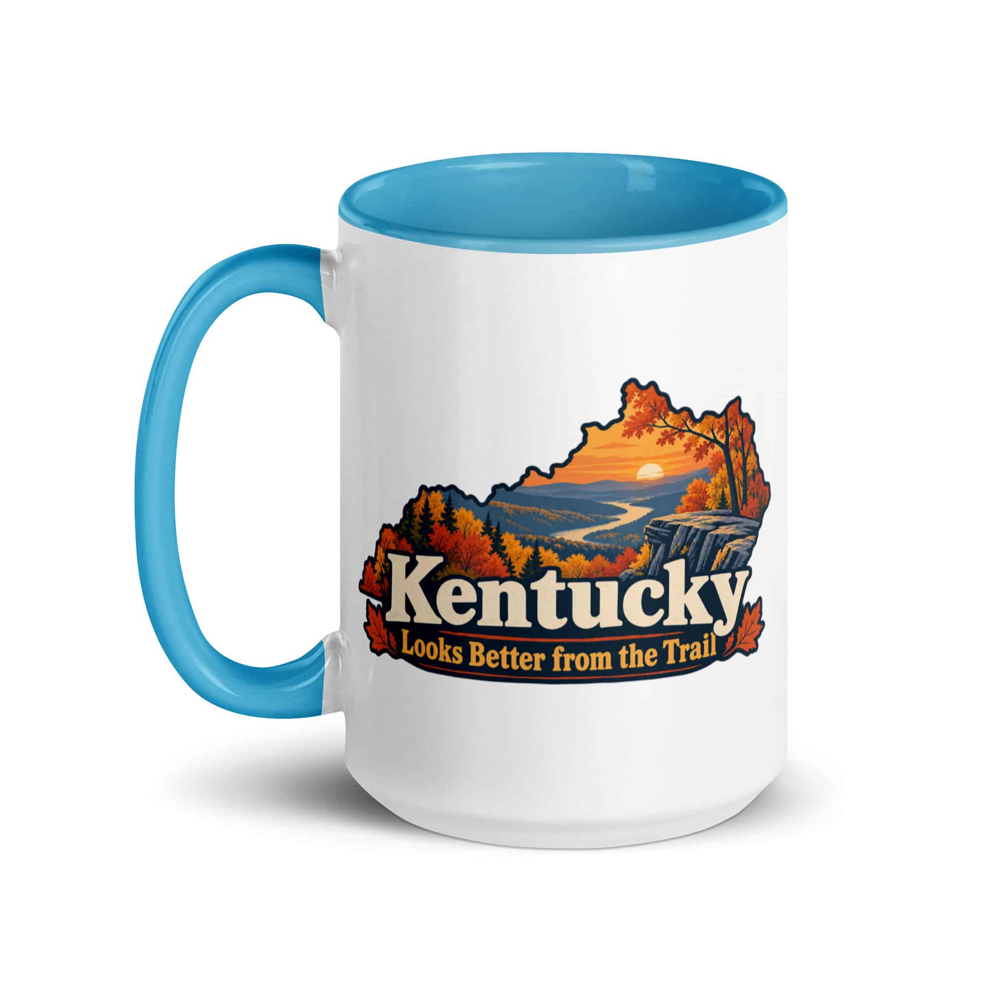 Kentucky Color Inside Coffee Mug: Autumn woodland, Colorful Kentucky Silhouette
