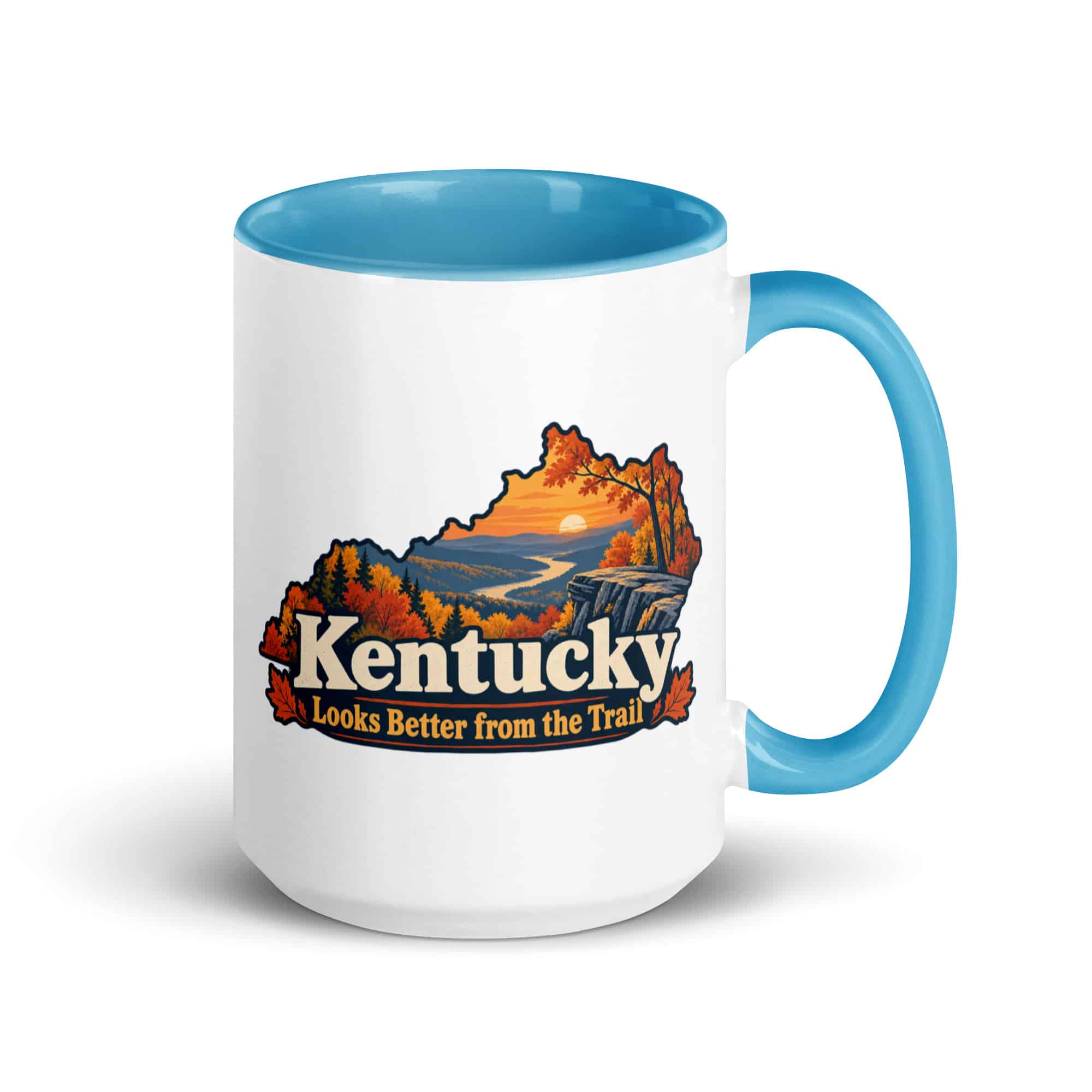 Kentucky Color Inside Coffee Mug: Autumn woodland, Colorful Kentucky Silhouette