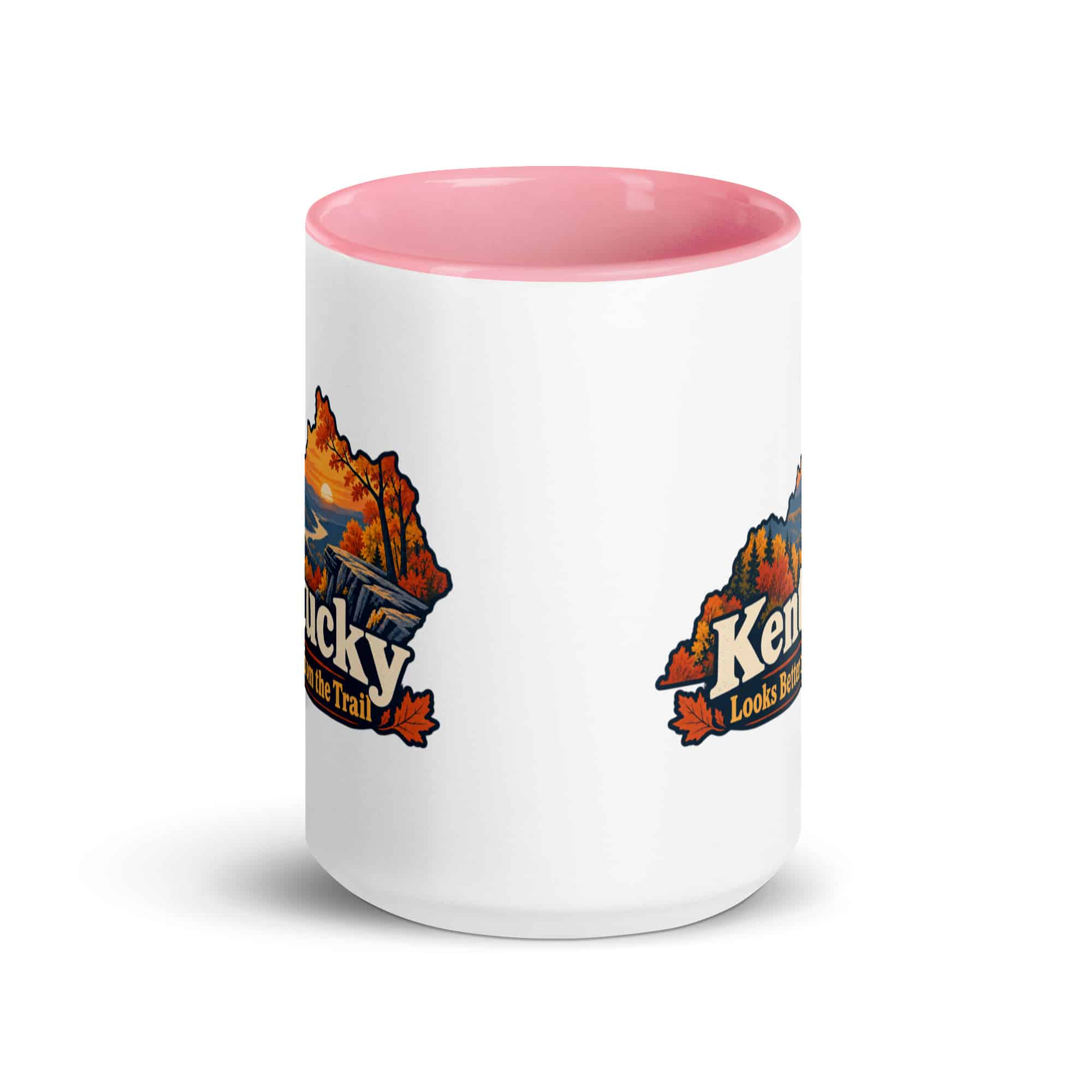 Kentucky Color Inside Coffee Mug: Autumn woodland, Colorful Kentucky Silhouette