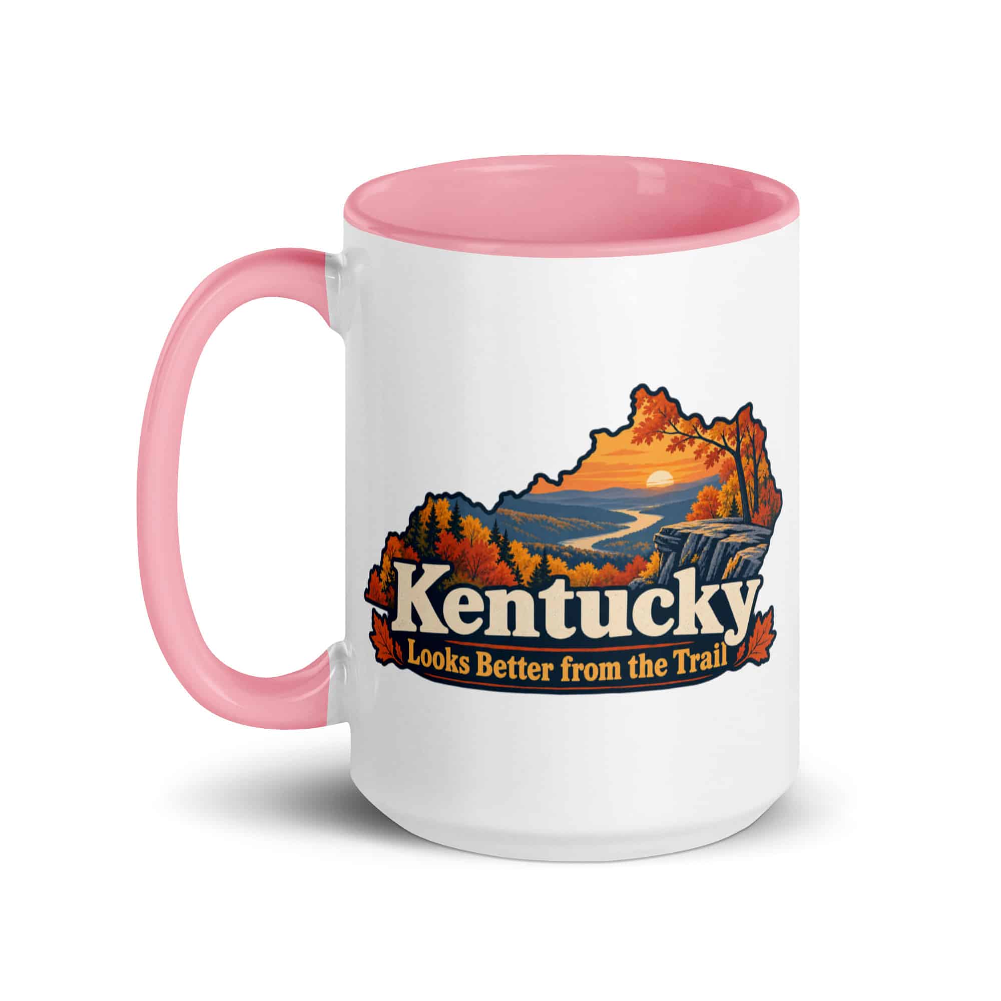 Kentucky Color Inside Coffee Mug: Autumn woodland, Colorful Kentucky Silhouette