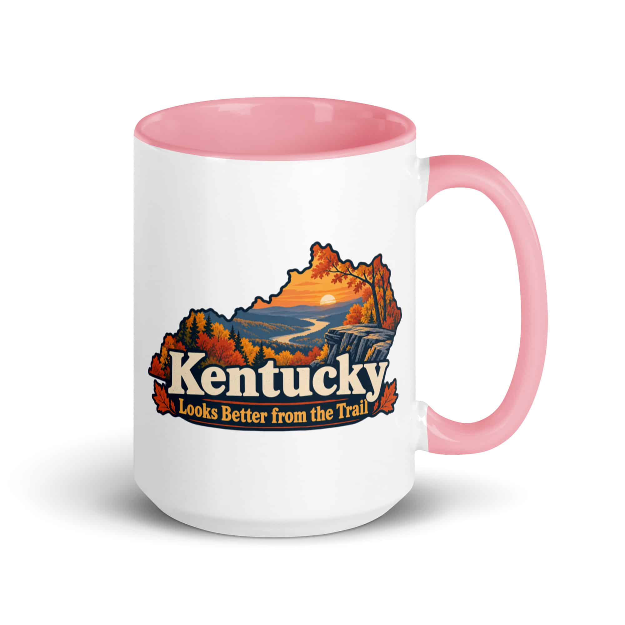 Kentucky Color Inside Coffee Mug: Autumn woodland, Colorful Kentucky Silhouette