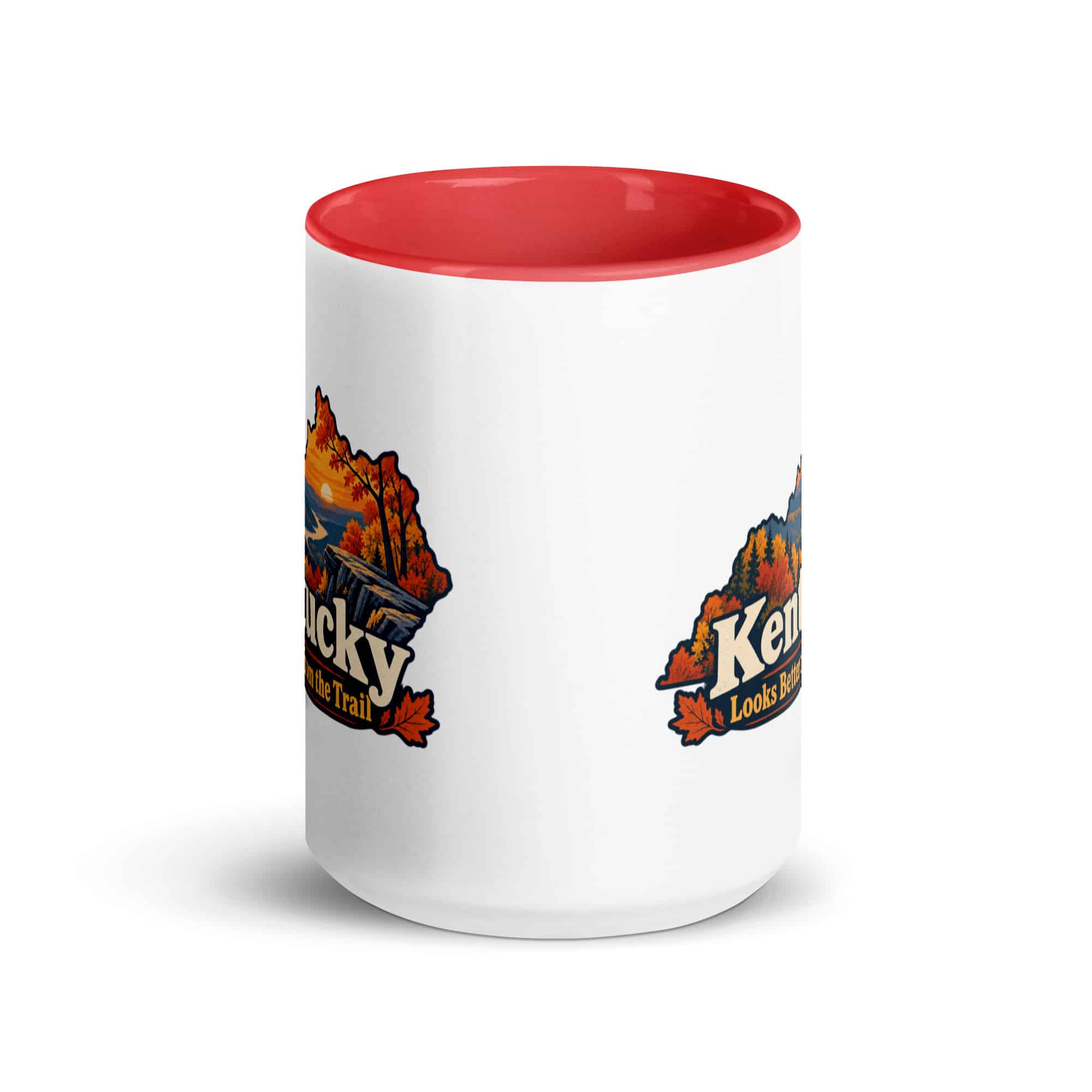 Kentucky Color Inside Coffee Mug: Autumn woodland, Colorful Kentucky Silhouette