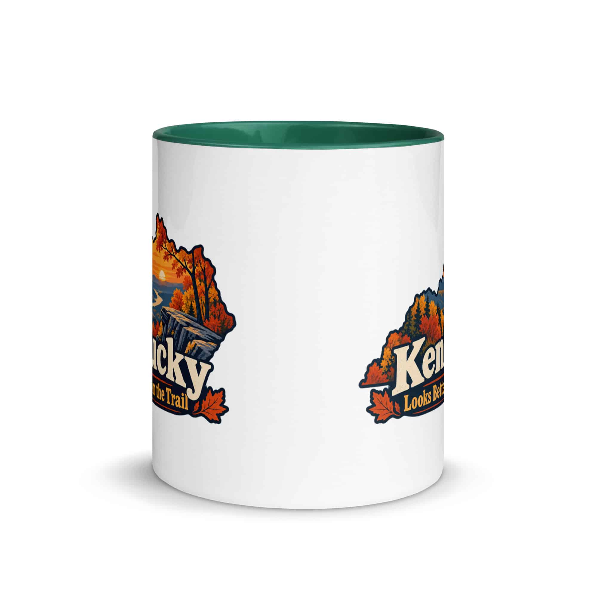 Kentucky Color Inside Coffee Mug: Autumn woodland, Colorful Kentucky Silhouette