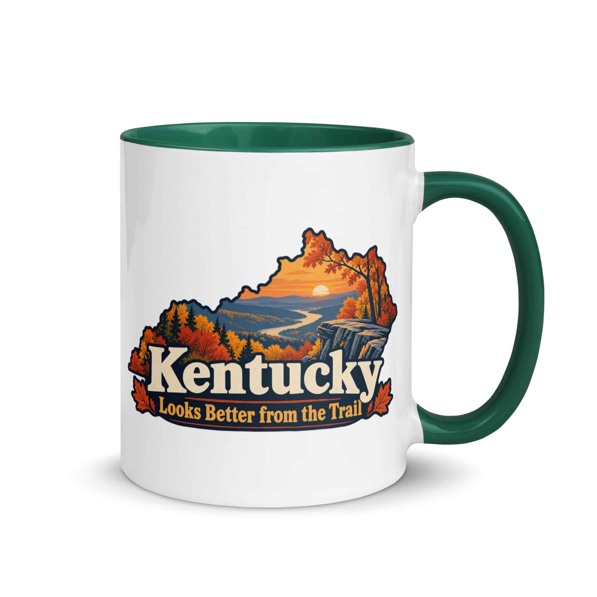 Kentucky Color Inside Coffee Mug: Autumn woodland, Colorful Kentucky Silhouette