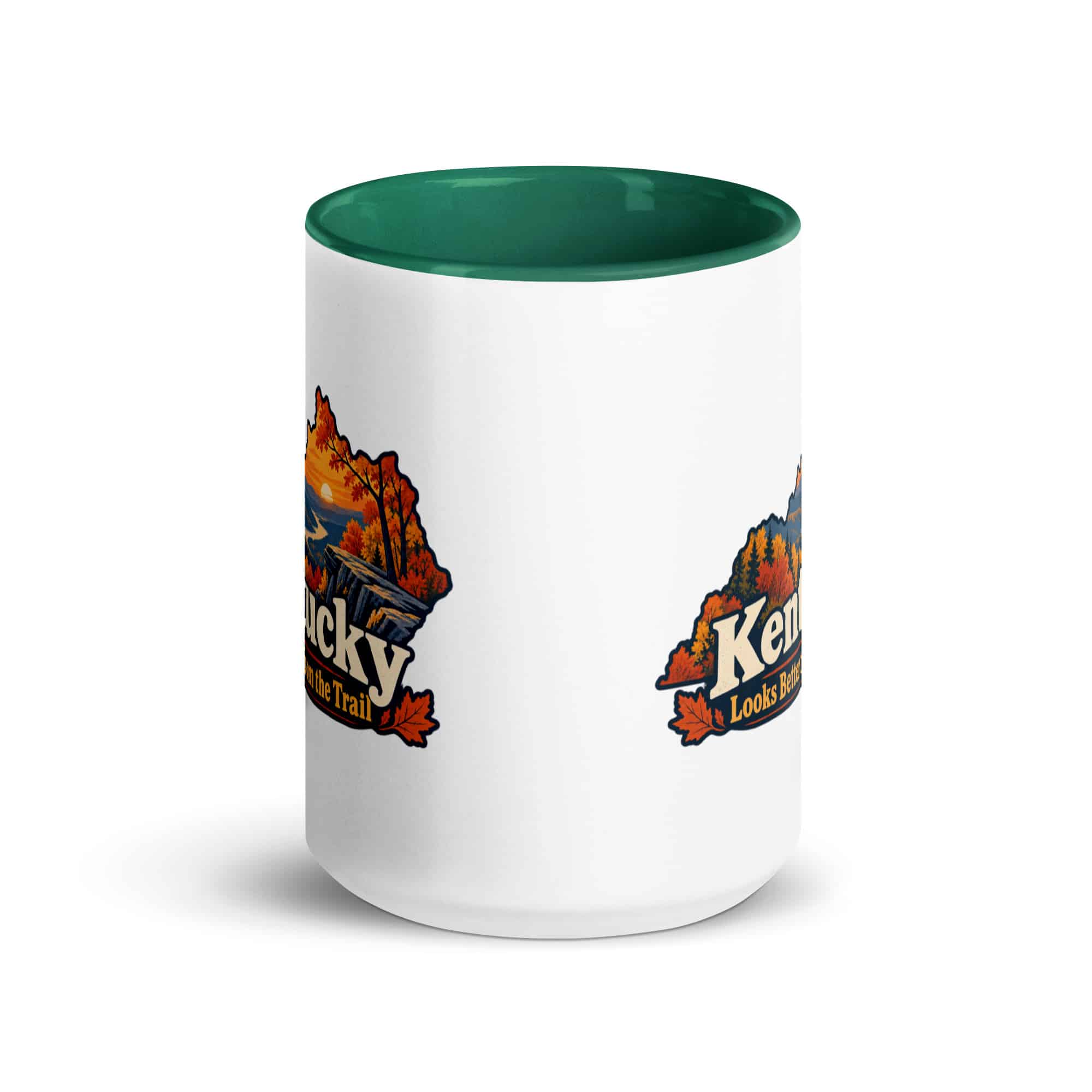 Kentucky Color Inside Coffee Mug: Autumn woodland, Colorful Kentucky Silhouette