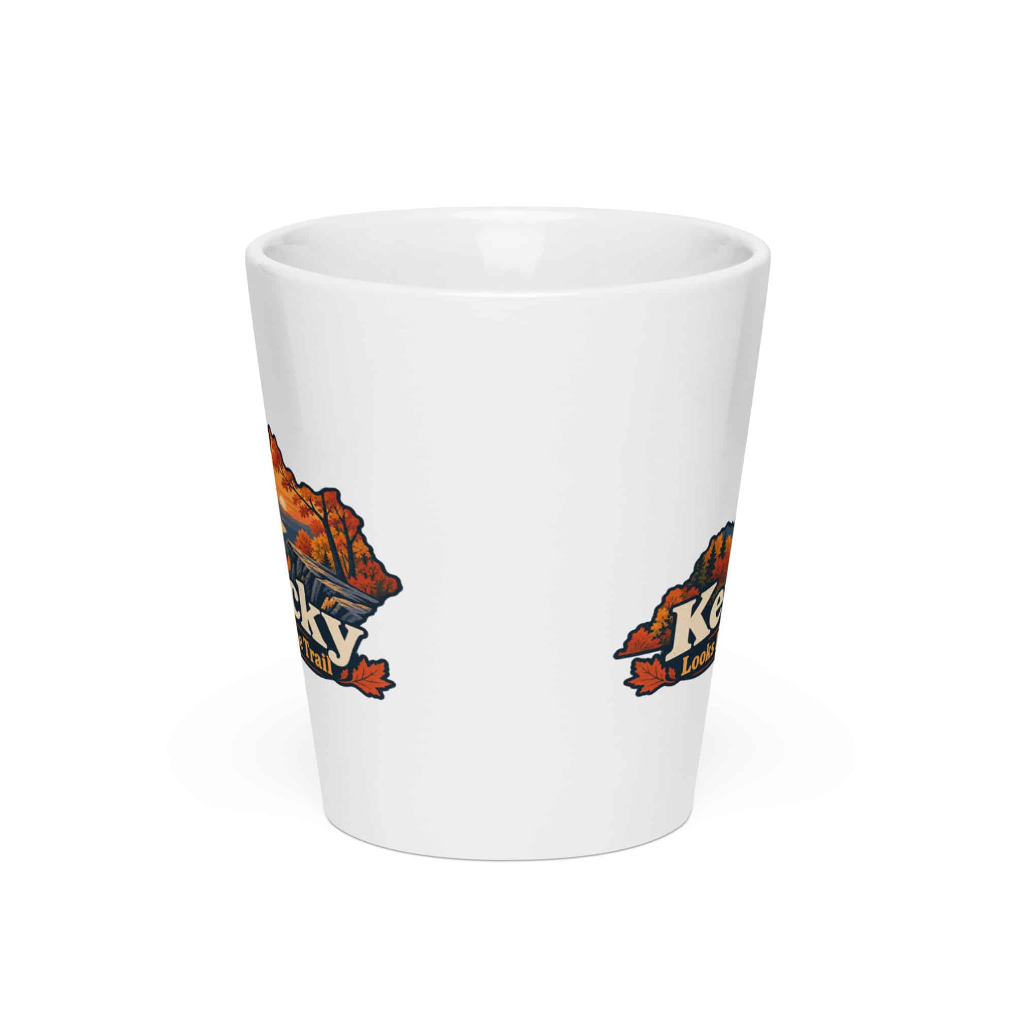 Kentucky Latte Mug: Autumn woodland, Colorful Kentucky Silhouette