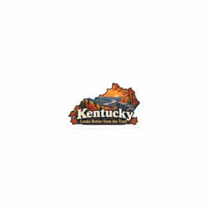 Kentucky Die-Cut Magnet: Autumn woodland, Colorful Kentucky Silhouette - 3″×3″ - Main