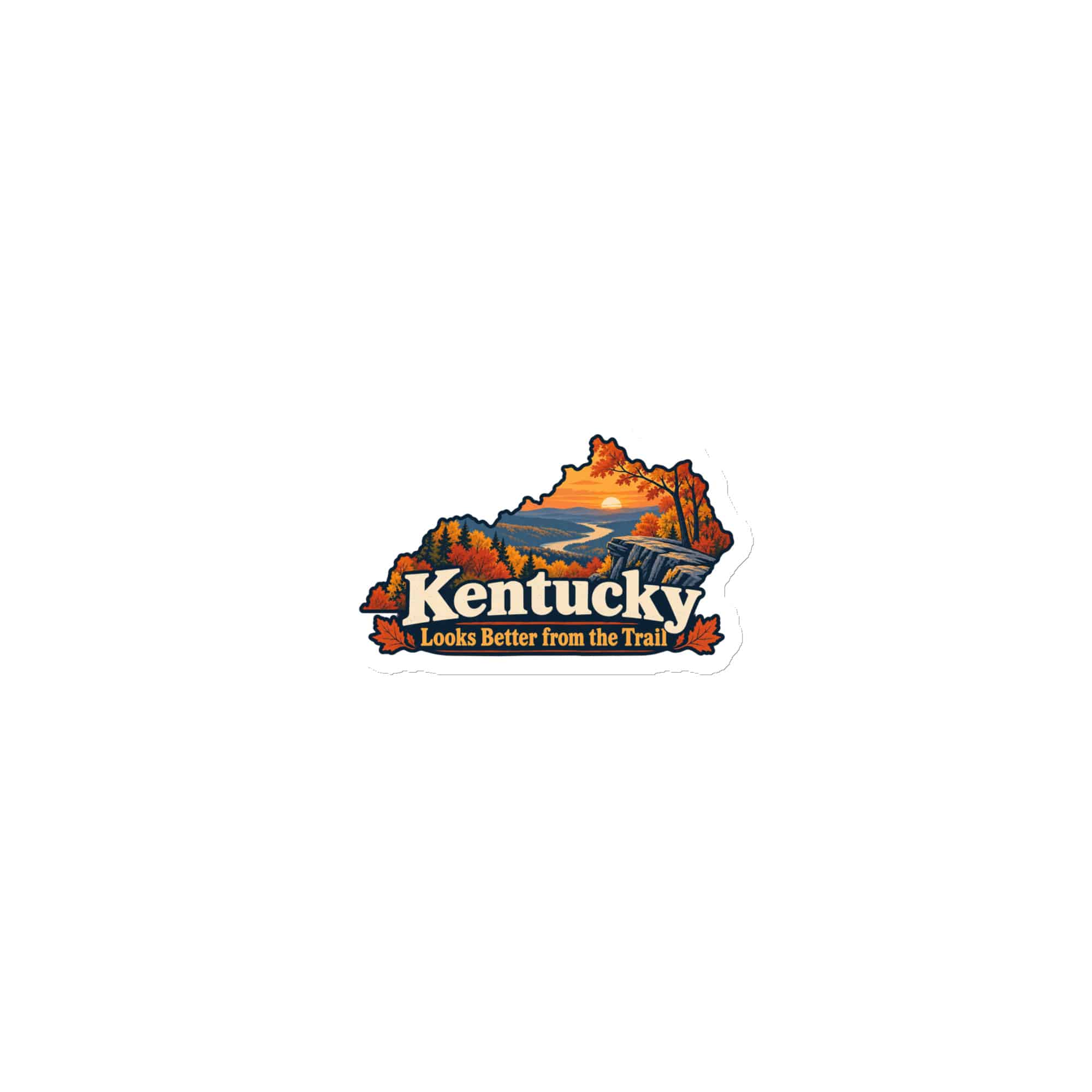 Kentucky Die-Cut Magnet: Autumn woodland, Colorful Kentucky Silhouette