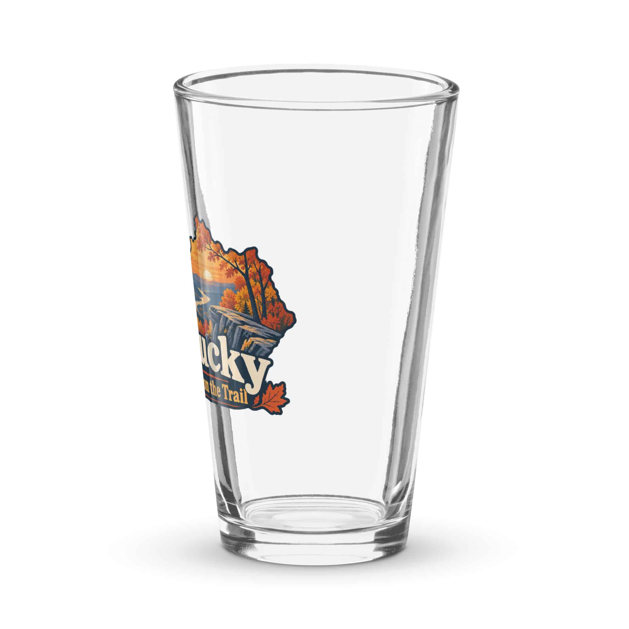 Kentucky Pint Glass: Autumn woodland, Colorful Kentucky Silhouette