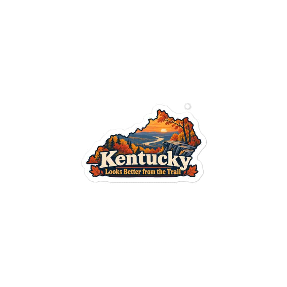 Kentucky Vinyl Sticker: Autumn woodland, Colorful Kentucky Silhouette