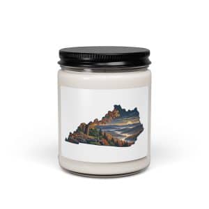 Kentucky Soy Wax Candle: Autumn woodland, Illustrated Kentucky Silhouette - 9oz - Main