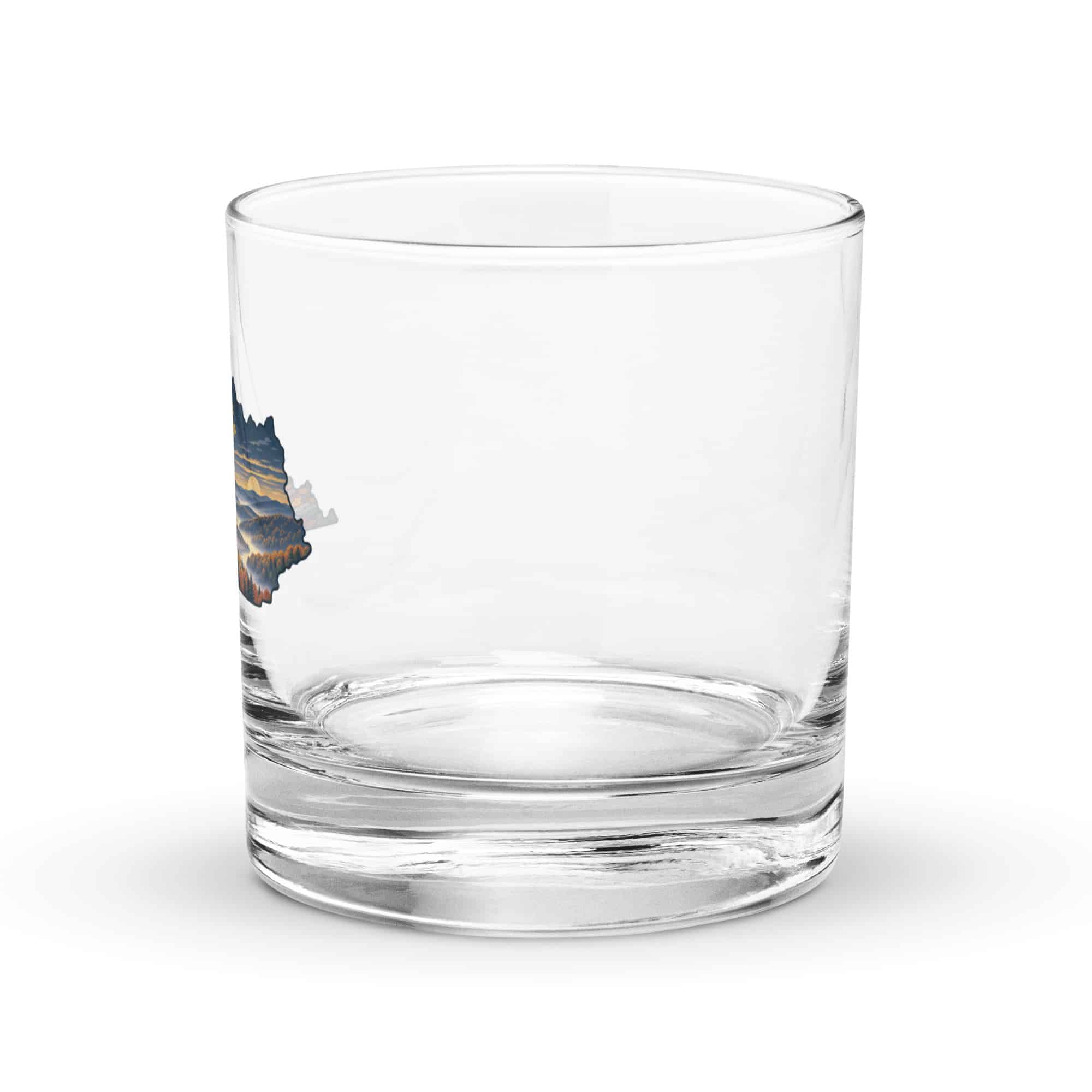 Kentucky Rocks Glass: Autumn woodland, Illustrated Kentucky Silhouette