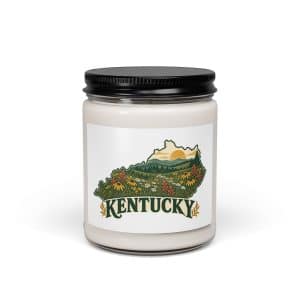 Kentucky Soy Wax Candle: Wildflower meadow, Vintage Kentucky Silhouette - 9oz - Main