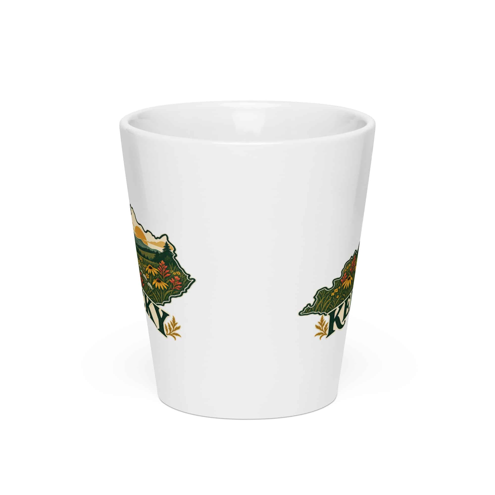 Kentucky Latte Mug: Wildflower meadow, Vintage Kentucky Silhouette